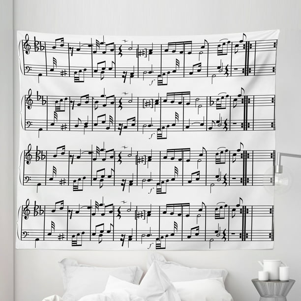 Modern Music Symbol with Ice and Fire Art Decor Wall Art Musical Note Tapestry